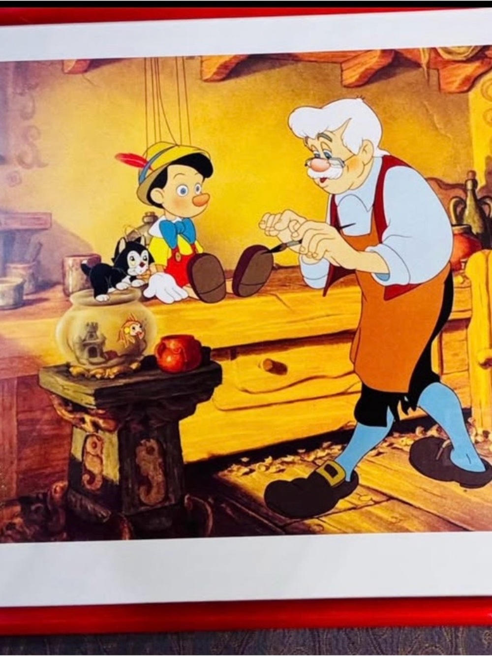 Disney Pinocchio Exclusive Commemorative Lithograph Framed Art Geppetto Figaro